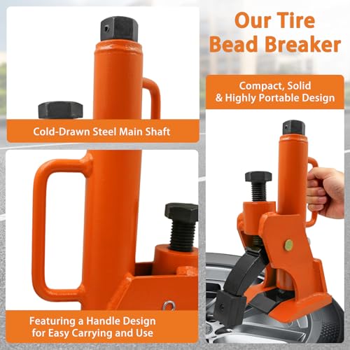 Manual Tire Bead Breaker, Suitable for 38"-42" Tire Changer with Rubber Pad and Gloves, Rim-Safe Alloy Hub Protection, Easy Bead Removal for ATV UTV Tractor Truck Car RV Bus Golf Cart