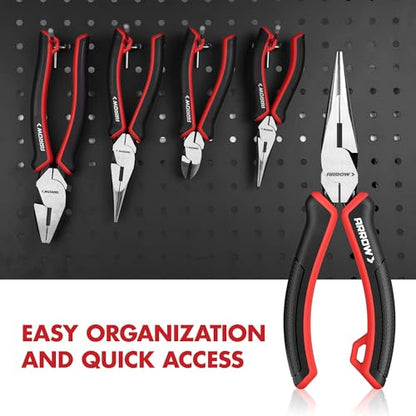 ARROW Needle Nose Pliers, 6-inch Long Nose Cutting Pliers with Wire Cutter, Comfortable TPR Handle, High Carbon Steel, High Leverage Diagonal Design - size: 6 Inch