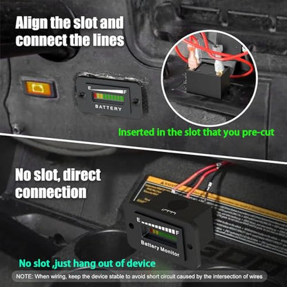 12V 24V 36V 48V 60V 72V Golf Club Cart Battery Monitor Meter for Yamaha EZGO Motorcycle LED Battery Capacity Indicator Meter Waterproof Lead-Acid or Lithium ion Battery Level Indicator Monitor Gauge