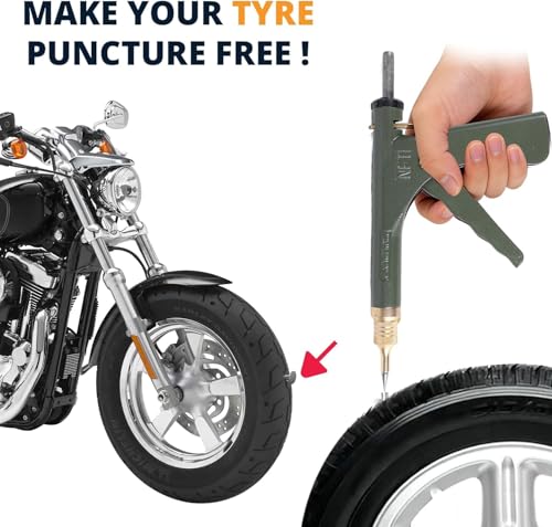 Tire Repair Kits Tubeless Tire Puncture Repair Kit with Mushroom Plug, Repairs punctures and Flat Tires for Motorcycles, Cars, Trucks, ATVs,Gun Puncture Repair Kit(Air pump not included Green) - color: Green+42