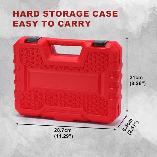 Mayouko 56PCS 1/4 Inch Drive Impact Socket Wrench Set, SAE/Metric, Deep/Shallow, 6 Point, CR-V, 5/32 Inch - 9/16 Inch, 4mm - 15mm, 72 Teeth Ratchet Handle, With Extensions, Adapters, Universal Joint - size: 56PCS With Accessory&Ratchet
