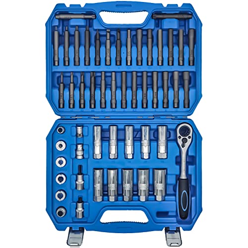 50PCS Drive Shock Absorber Tool Kit, Suspension Shock Absorber Strut Nut Removal Installation Tool Socket Wrench Kit Tribus Tools Set for All Vehicles
