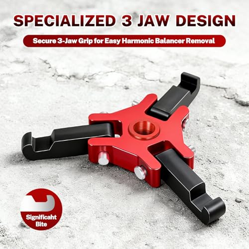 BILITOOLS Adjustable 3-Jaw Harmonic Balancer Puller for Crankshaft Dampers | Heavy-Duty 45# Steel Removal Tool with 4 Forcing Rods and Storage Case for LS, GM, Chevy, Chrysler and Ford Engines - size: Compact