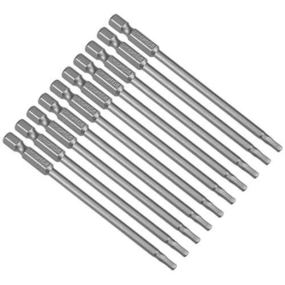 uxcell 10 Pcs H3 Magnetic Hex Head Screwdriver Bits, 1/4 Inch Hex Shank 3.94-inch Length S2 Power Tools - size: H3*100mm