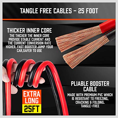 HORUSDY 25FT Jumper Cables, 1-Gauge 800A Heavy Duty Jumper Battery Cables 25 Ft Booster Jump Start, Reverse Polarity Protection - ETL Certified - style: 25FT Jumper Cables(1-Gauge 800A)