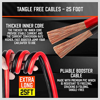 HORUSDY 25FT Jumper Cables, 1-Gauge 800A Heavy Duty Jumper Battery Cables 25 Ft Booster Jump Start, Reverse Polarity Protection - ETL Certified - style: 25FT Jumper Cables(1-Gauge 800A)