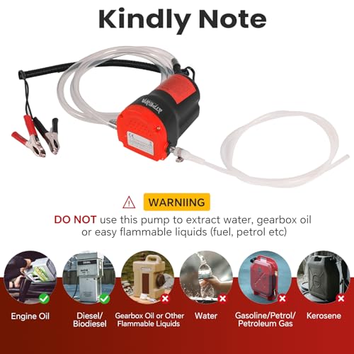 ATPEAM 12V 60W Oil and Diesel Fluid Pump Extractor for Trucks, RVs, Boats, and ATVs