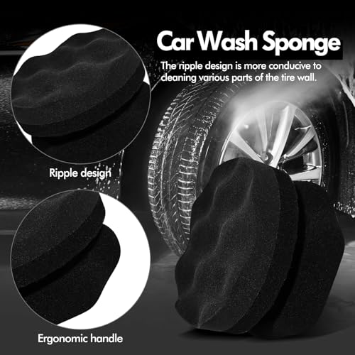 2 Pack Large Tire Hex Tire Shine Applicator Pads (Black) | Durable and Reusable Grip Applicator, For Tire Polishing Car Cleaning - color: Black