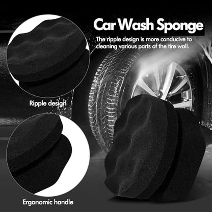 2 Pack Large Tire Hex Tire Shine Applicator Pads (Black) | Durable and Reusable Grip Applicator, For Tire Polishing Car Cleaning - color: Black