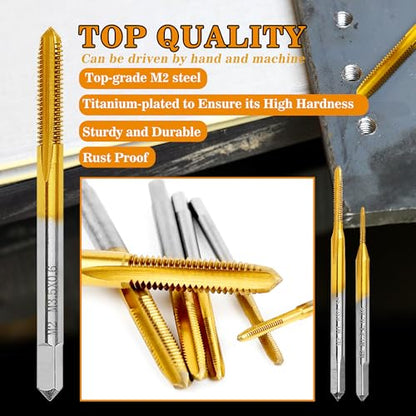 6Pcs Metric Tap Set with 1Pc Tap Wrench, M2 HSS Thread Tap Set from M2 to M6, Machine Screw Tap for Metal,Aluminum,Plastic,Wood - size: M2 to M6 - 6Pcs Tap Set