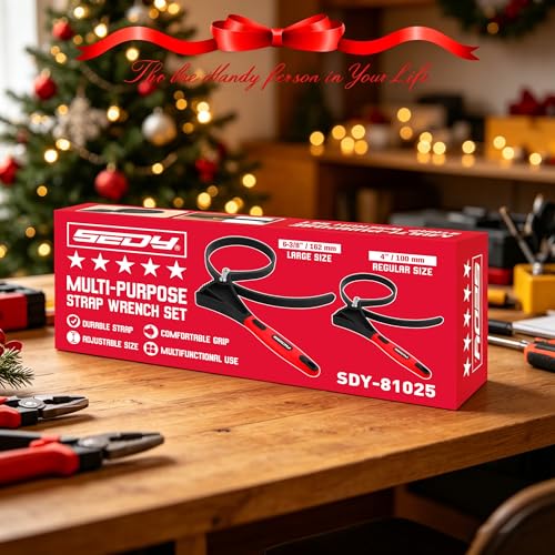 2-Piece Rubber Strap Adjustable Wrench Set Diameter 4" and 6", Oil Filter Pipe Jar Opener Strong Grip Plumbers Universal Spanner for Drain Sewer Cap Sink Pliers Nut Shower Head Valve Removal - style: 2-Pc Strap Wrench Set - Red