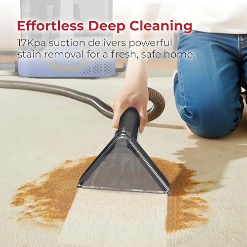 Rosewill Multi-Purpose Portable Carpet and Upholstery Cleaner with 74.4 oz Large Water Tank, Self Cleaning, Powerful Suction 17 KPa Spot Cleaner, 600W Motor, 4 Tools for Pets, Car, Couch and Stairs - color: Gray
