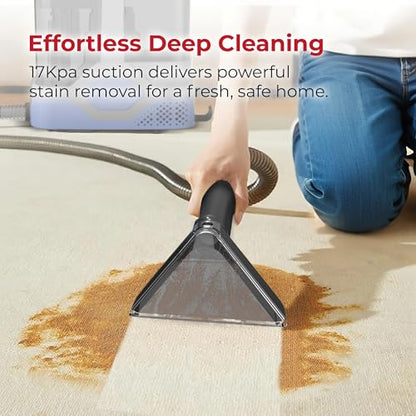 Rosewill Multi-Purpose Portable Carpet and Upholstery Cleaner with 74.4 oz Large Water Tank, Self Cleaning, Powerful Suction 17 KPa Spot Cleaner, 600W Motor, 4 Tools for Pets, Car, Couch and Stairs - color: Gray