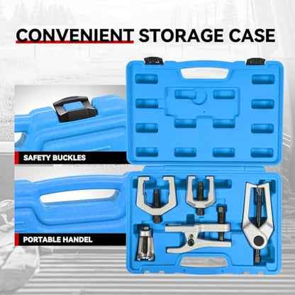 Auto Dynasty [5PC] Universal Repair Kit with Joint Separator Kit Tie Rod Ball Joint Romover Pitman Arm Puller Tie Rod End Puller, Blue Storage Case - color: Blue
