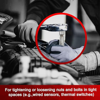 9 PCS Flare Nut Socket Set, (10-22mm) Diesel Injector Fuel Line Socket Set for Wired Temperature Sensors, Thermo Switches, Bent Pipe, EGT Sensor