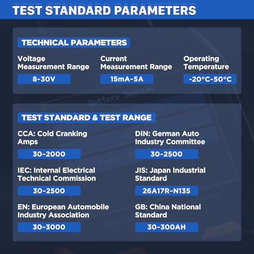 AUTOOL Car Battery Tester 12V 24V 30-2000 CCA Cranking Charging Load Test | Battery Load Tester Automotive Battery Analyzer, Color Screen Data Review Reverse Polarity Protection