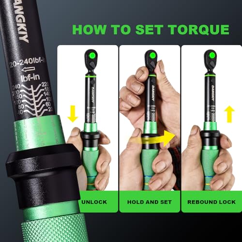 Torque Wrench Bike, 1/4 Inch Torque Wrench Lightweight Dual-direction 20-240IN.LB/2.3-27.1N.M, 72 tooth High Precision Bike Torque Wrenches with Dual Range Scales for bicycle
