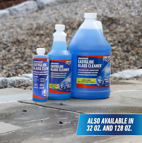 Unger Professional Streak-Free EasyGlide Glass Cleaner Concentrate, 32 oz – Ammonia-Free, Makes 25 Gallons of Solution , Safe for Tinted Windows, LOW-E Glass, Windshields & Mirrors