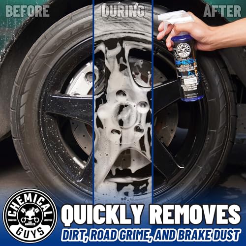 Chemical Guys, Signature Series Wheel Cleaner, All Finishes, Citrus, 32 oz | Citrus-based spray lifts brake dust and grime from wheels and tires, safe on painted, coated and polished rims