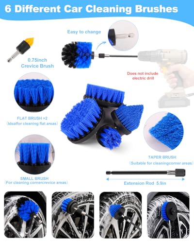 Car Detailing Kit 40PCS, Car Cleaning Kit with Detailing Brush Set, Car Wash Kit Interior Exterior Wheels Tire Tools, Auto Detailing Supplies with Bucket Towels Drill Brushes Storage Bag