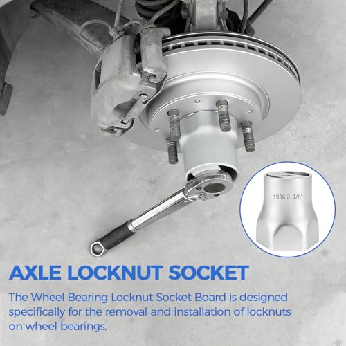 6-Point Truck Wheel Bearing Locknut Socket Set with Display Tool Board 9850, 3/4 inch Driver Axle Nut Socket Set Tools for Heavy Duty Truck 21 Pcs, High-Strength Steel