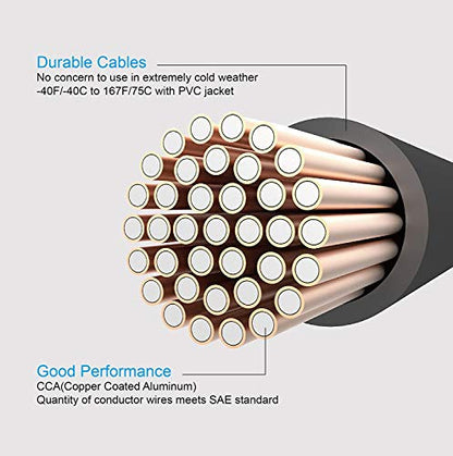 Comercial Heavy Duty 66 FT 2 Gauge Booster Cable Jumping Cables Emergency Jumper