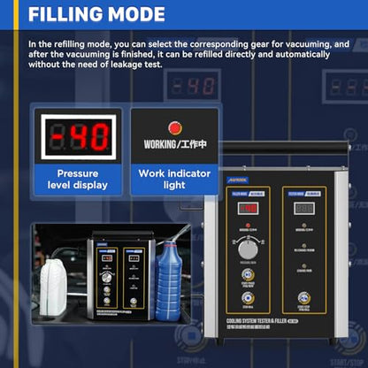AUTOOL Coolant Pressure Tester Kit, Coolant Vacuum Refill Kit Radiator Cooling System Pressure Tester Kit, Vacuum Fill Coolant Tool, Vacuum Leak Tester