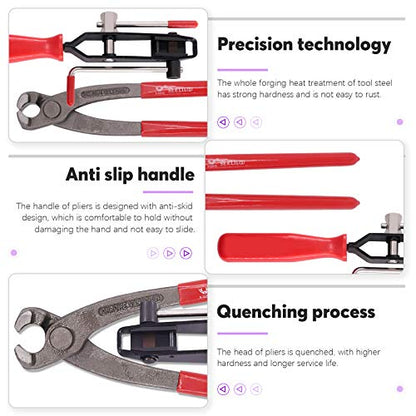 Swpeet 10Pcs Ear Clamp Pliers with CV Boot Clamps Kit, Ear Boot Tie Pliers, Car Band Tool Kit, Automotive Hose Axle Plier CV Clamp Tool CV Joint Banding Tools for Most Cars