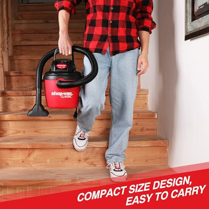 Shop-Vac 2.5 Gallon 2.5 Peak HP Wet/Dry Vacuum, Portable & Compact 2036000 | Small Shop Vac with Collapsible Handle, Wall Bracket & Multifunctional Attachments for Home, Jobsite