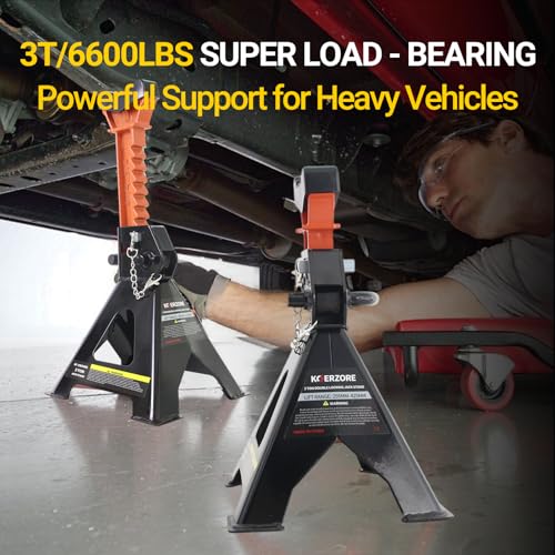 3 Ton Jack Stands, 1 Pair Heavy Duty Steel Car Jack Stands with Double Locking Pins, Adjustable Height for Cars, SUVs, Sedans and Vehicle Repair Maintenance（Black
