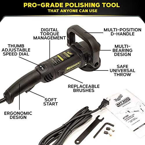 Meguiar's MT300 Variable Speed Dual Action Polisher, Professionally Designed Car Scratch Remover and Car Polisher with Digital Torque Management, 1 Count