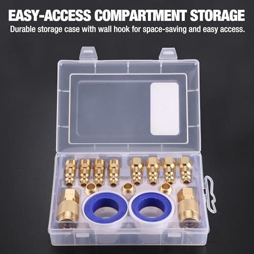 WORKPRO 16-Piece 1/4-Inch NPT Air Hose Fitting Kit with Storage Case, Quick Connect Brass Coupler & Plug for Air Compressor Accessories