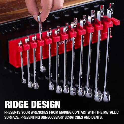 WORKPRO 2-Piece Magnetic Wrench Organizer, 24 Slots Wrench Holder | Fits SAE (5/16" to 3/4") and Metric (9 mm to 20 mm), Premium Quality Wrench Rack Set to Keep Wrenches Organized - style: Wall mount wrench organizer(2PC)