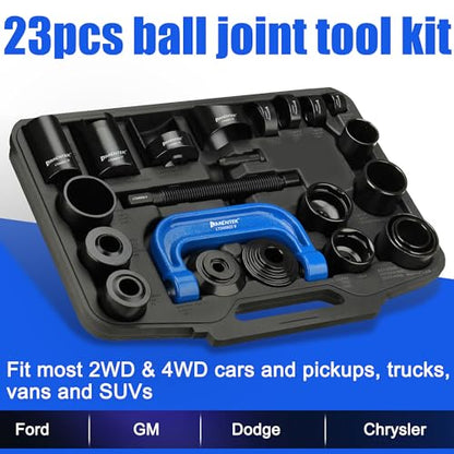 Master Ball Joint Press Kit, Heavy Duty 23Pcs Ball Joint Removal Tool, U Joints and Brake Pins, Compatible with 2WD and 4WD Vehicles - color: Black