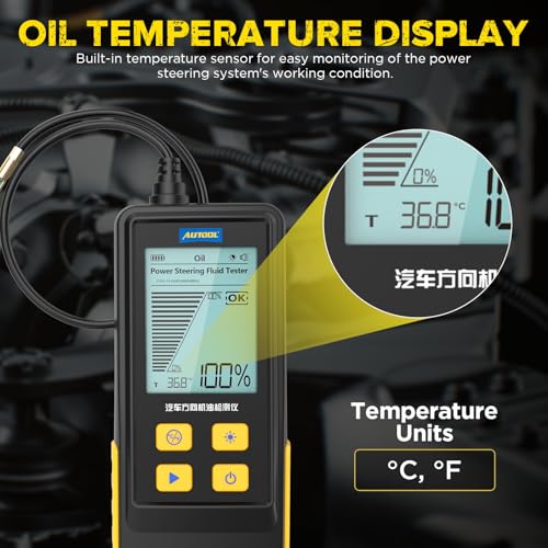 AUTOOL AS507 Power Steering Fluid Tester, Light Transmittance Oil Quality Tester, Power Steering Oil Aging & Contamination Detector with LCD Display for Automotive Maintenance