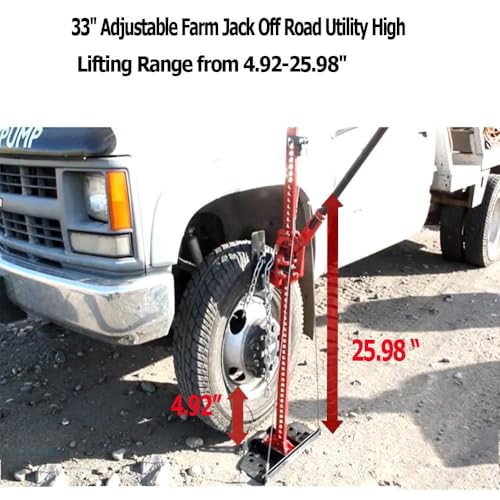 33 in Hi Lift Farm Jack, 3 Ton/7000 LB Ratcheting Utility Off Road Jack | 4.92-25.98 in Lifting Range, Ideal for Off-Road Vehicles, Trucks & Tractors - size: 33 in