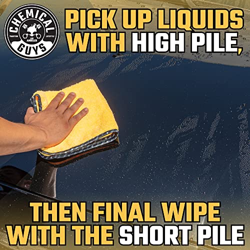 Chemical Guys, Professional Microfiber Towels, 16 x 16 in, Gold, 3 Pack | Ultra-soft, scratch-free towels to buff wax, dry panels and clean glass and interiors, machine washable - color: Yellow, size: 3 Pack