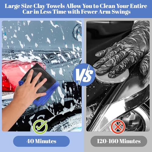 Clay Towel 2 Pack 12 x 12 Inch, Clay Bar Towel for Auto Detailing Microfiber Car Cloth Cleaner Automotive for Car Detailing - color: Blue