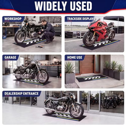 Drydiet Motorcycle Mat Garage Floor Rug Washable Parking Mats for Garage Floors Non Slip Oil Absorbent Pad Rubber Backing Layer Protects Floor (Arrow Style,78 x 31 Inch) - size: 78 X 31 Inch, style: Arrow Style