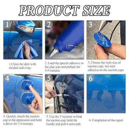 Huli 18 PCS Car Dent Puller Kit, Paintless Dent Repair Tools for Car Body | Dent Remover Kit with T Slide Hammer,Universal Portable Car Tools for Most Cars SUVs