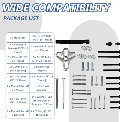 46pcs Harmonic Balancer Puller Set Crankshaft Pulley Puller Steering Wheel Flywheel Power Steering Pulley Puller Installer Tool Set for Most Pickups, SUVs, Cars,