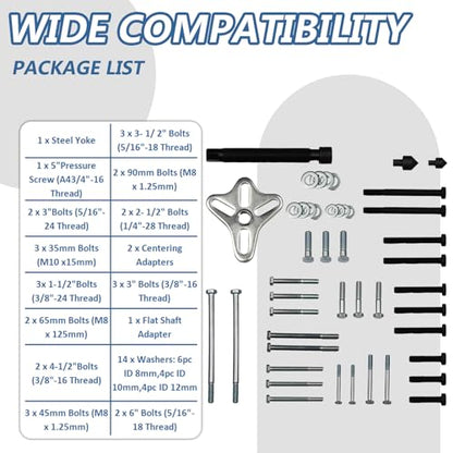 46pcs Harmonic Balancer Puller Set Crankshaft Pulley Puller Steering Wheel Flywheel Power Steering Pulley Puller Installer Tool Set for Most Pickups, SUVs, Cars,