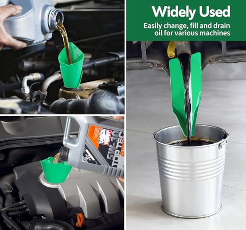 3PCS Reusable Flexible Oil Drain Funnel Form a Foldable Flex Funnel for Car Motorcycle Automotive Use Oil Change Spill-Free Filling Draining Tools Easy to Store and Clean