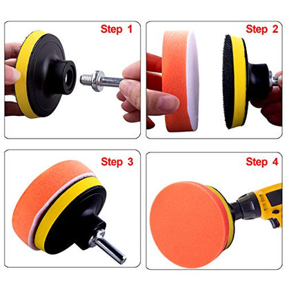 SIQUK 13 Pieces Buffing Pads 3 Inch Car Polishing Pad Kit Foam Polish Pads Wax Buffer Polisher Attachment for Drill - size: 3 inch