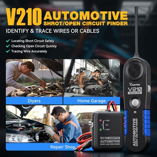 VDIAGTOOL V210 Wire Tracer Electrical Circuit Breaker Finder Automotive Open & Short Circuit Finder Circuit Tester Fault Probe Wire Tracker Electrical DC 6-42V for Cars, Motorcycle