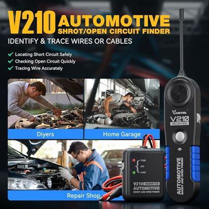 VDIAGTOOL V210 Wire Tracer Electrical Circuit Breaker Finder Automotive Open & Short Circuit Finder Circuit Tester Fault Probe Wire Tracker Electrical DC 6-42V for Cars, Motorcycle