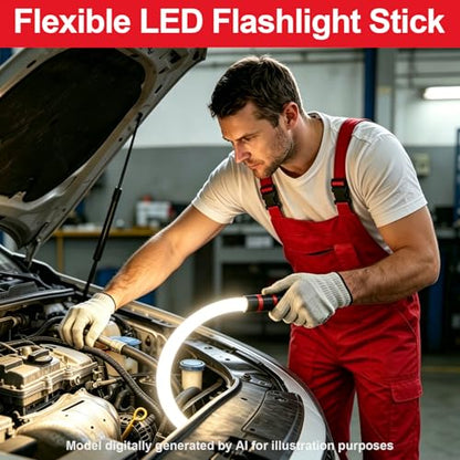 Flexible LED Flashlight Stick, Rechargeable High Lumen Mechanic Inspection Light, 3 Lighting Modes, Automotive Repair Tool for Tight Spaces & Detail Work