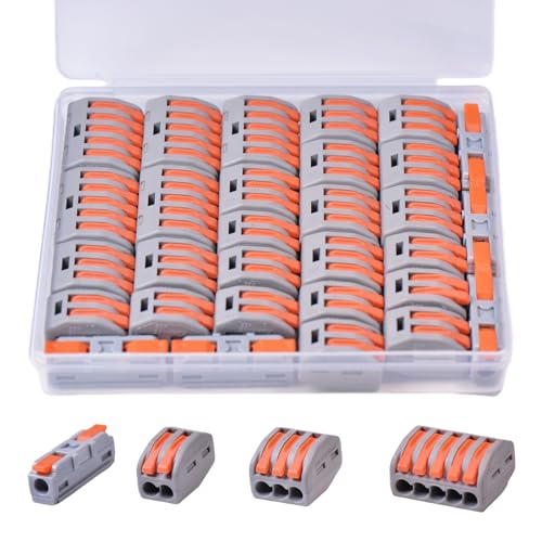 30PCS AVARBUVO Lever Wire Connectors, Quick Wire Splice Connectors Push-in, 2/3/5 Conductor Combination Kit with 1 in 1 Out Inline Terminals, 28-12 AWG - size: 30PCS
