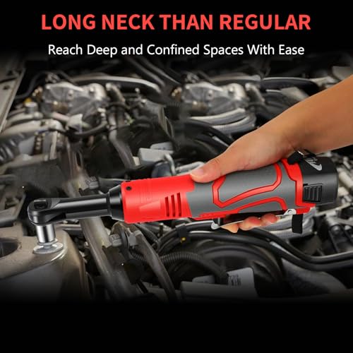 Cordless Electric Ratchet Wrench Set, 3/8" Electric Ratchet Wrench, 18V Power Ratchet Tool Kit With 2 PCS 2000mAh Lithium-Ion Battery, 7 Sockets And Fast Charger