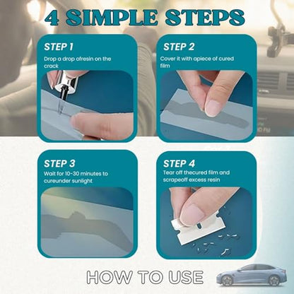 Windshield Crack Repair Kit, 2026 Upgraded Nano Resin - 5 Min Quick DIY Repair for Bullseye/Star Cracks, Long-Lasting Glass Repair Liquid for Car Windshields, Mirrors & Laminated Glass